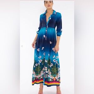 NWT TAJ by Sabrina ALTHEDA DRESS - VENICE SUNSET AT FALL, small